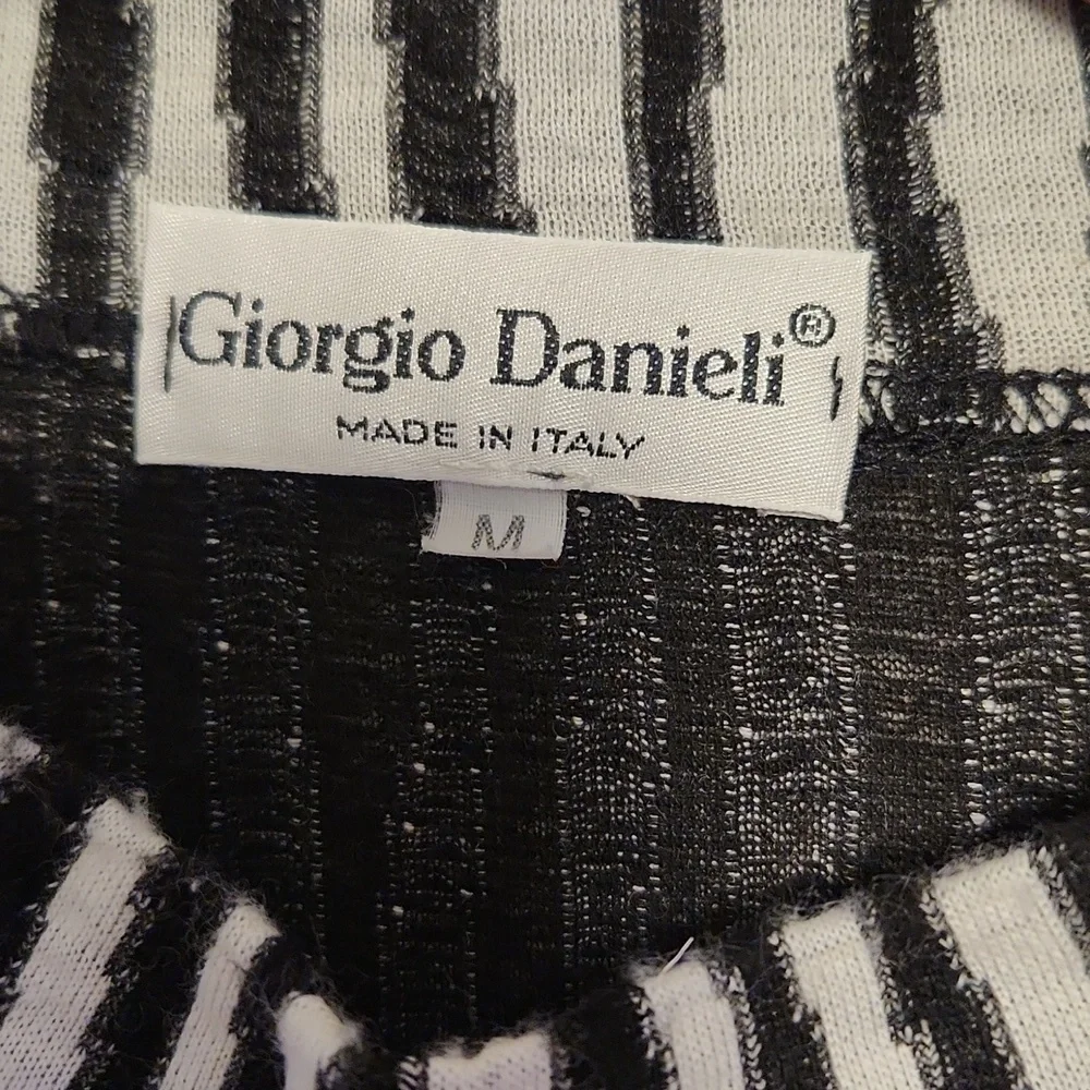 Georgio Danieli Black White Vertical Striped Pullover Sweater Mens M